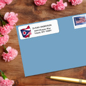 オハイオ州旗と州フラワーカーネーションカスタム ラベル