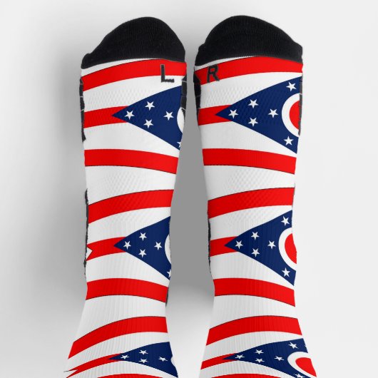 オハイオ州旗を持つアスレティッククルー靴下 ソックス (上部)