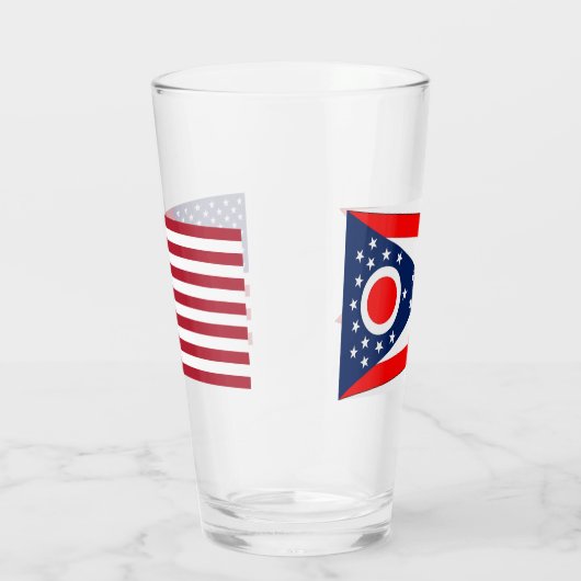 オハイオ州旗を持つ愛国的なガラス杯 タンブラーグラス (右)