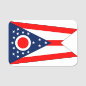 オハイオ州旗を持つ愛国的な名前タグ 名札 (正面)