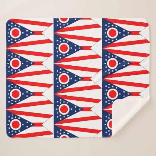 オハイオ州旗を持つ愛国的シェルパ毛布 シェルパブランケット (正面(横))