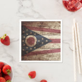 オハイオ州旗オンオールドウッドグレイン スタンダードカクテルナプキン (インサイチュ)