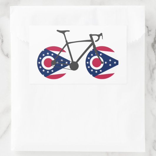 オハイオ州旗サイクリング 長方形シール (バッグ)