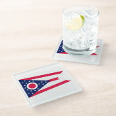 オハイオ州旗デザインデコール ガラスコースター (アングル)