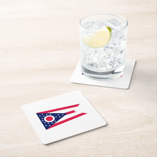 オハイオ州旗デザイン スクエアペーパーコースター (インサイチュ)