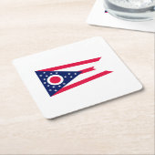オハイオ州旗デザイン スクエアペーパーコースター (アングル)