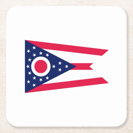 オハイオ州旗デザイン スクエアペーパーコースター (正面)
