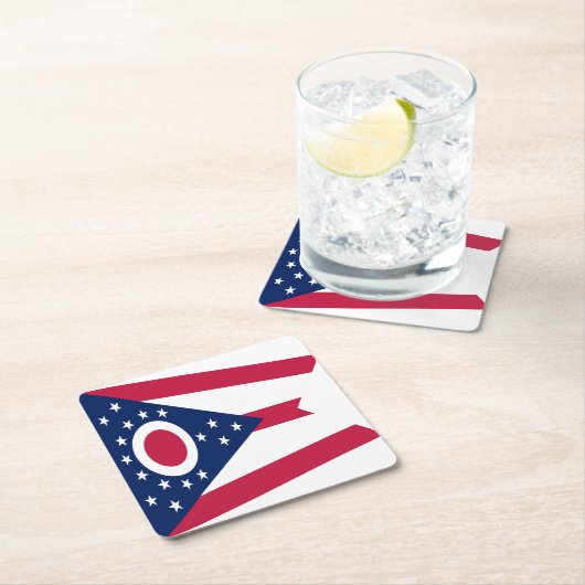 オハイオ州旗 スクエアペーパーコースター (インサイチュ)