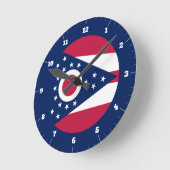 オハイオ州旗 ラウンド壁時計 (傾斜)