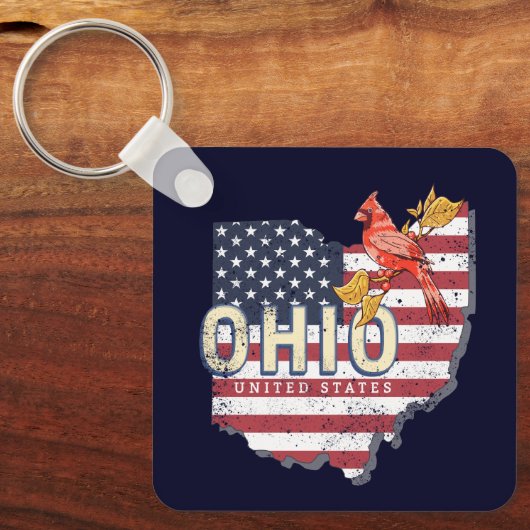 オハイオ州統一された州レトロマップヴィンテージUSA キーホルダー (正面)