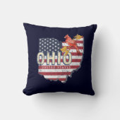 オハイオ州統一された州レトロマップヴィンテージUSA クッション (正面)