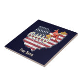 オハイオ州統一された州レトロマップヴィンテージUSA タイル (側面)