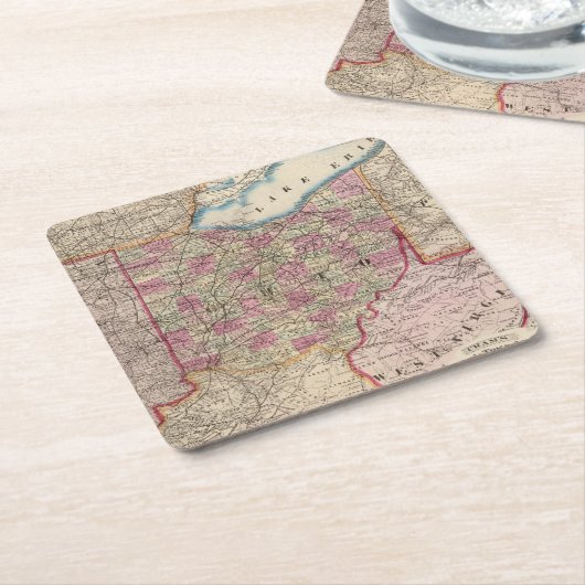 オハイオ州9 スクエアペーパーコースター (アングル)