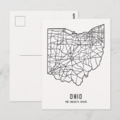 オハイオ州 アメリカ 道路地図 - バックアイ州 地図 ポストカード (正面/裏面)