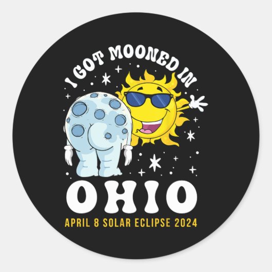 オハイオ得州で2024太陽の年皆既食 ラウンドシール (正面)