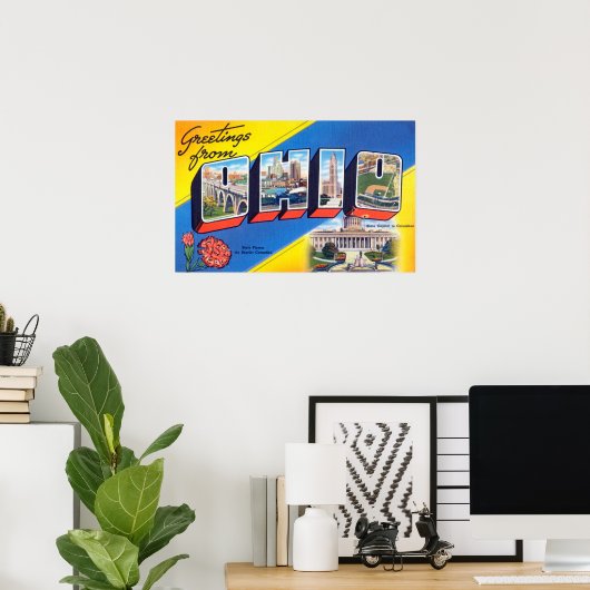 オハイオ旅行からのヴィンテージの挨拶 ポスター (ホームオフィス)