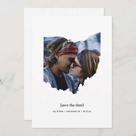 オハイオ日付の写真カードを保存 セーブザデート (正面/裏面)