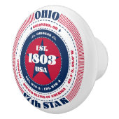 オハイオ米州赤白青タイポグラフィ セラミックノブ (右)
