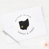 オハイオ結婚ウェルカムステッカーラベル、ブラック&金ゴールド ラウンドシール (封筒)