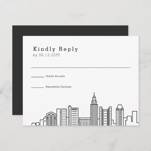 オハイオ結婚州 |スタイル化された都市スカイラインRSVP 出欠カード (正面/裏面)