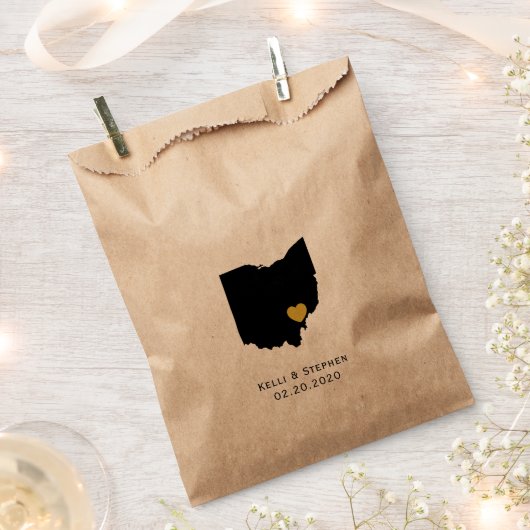 オハイオ結婚式の引き出物トリートサックス、抱き枕 フェイバーバッグ (クリップ留めされた状態)