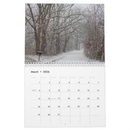 オハイオ自然2022 カレンダー (3月 2026)