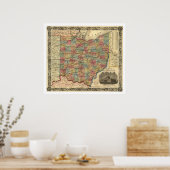 オハイオ鉄道地図1854 ポスター (キッチン)