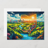 オハイオ鮮やかランドスケープアート | カラフル州病 シーズンポストカード (正面/裏面)