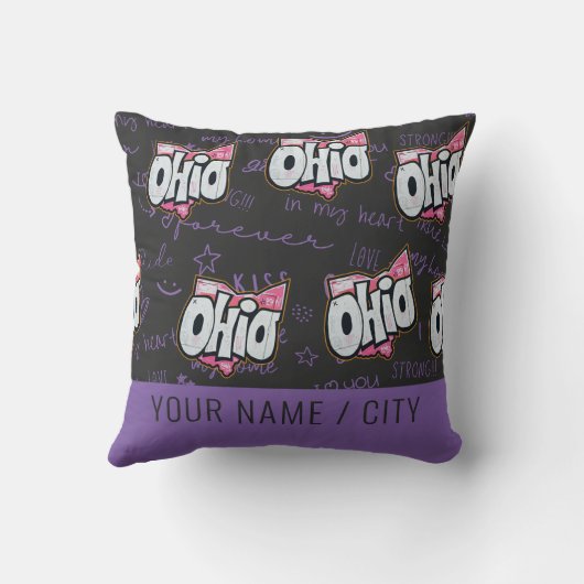 オハイオ90年代の州グラフィティホームデコ クッション (裏面)