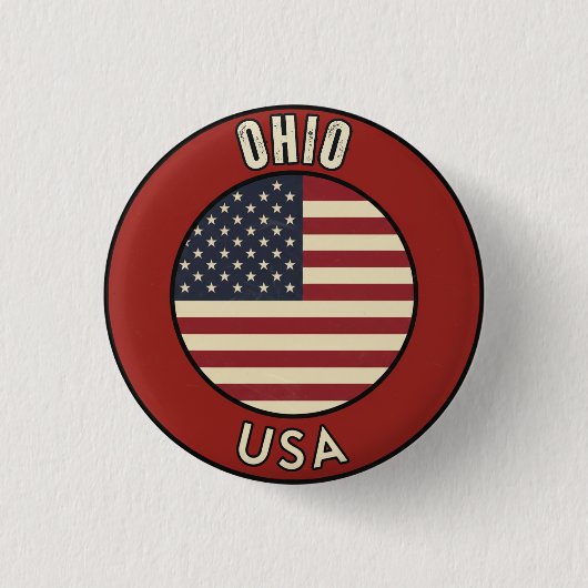 オハイオ アメリカ合衆国 缶バッジ (正面)