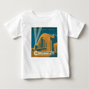 オハイオ，シンシナチ  ヒストリックユニオンターミナル ベビーTシャツ