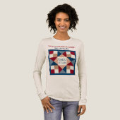 オハイオ・スター・キルトブロック - 紺、赤、ベージュ トライブレンドＴシャツ (正面全体)