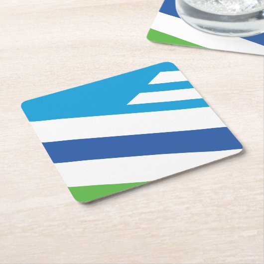 オハイオ・デイトン州旗 スクエアペーパーコースター (アングル)