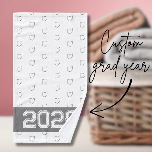 オハイオ・バッキーグレーとホワイト ハンドタオル