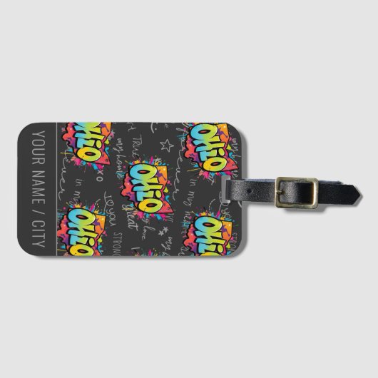 オハイオ・バッキーズ・オヒオアン・グラフィティ州 ラゲッジタグ (正面横)