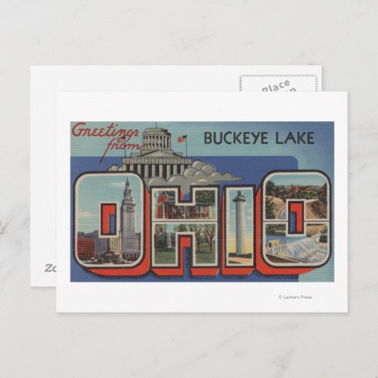 オハイオ・バッキー湖ラージ・レター・シーンオハイオ ポストカード (正面/裏面)