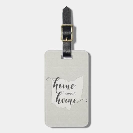 オハイオ – ホームスイートホームバーラップルック ラゲッジタグ (正面縦)