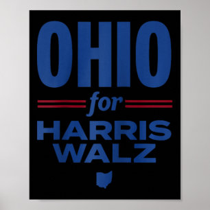 オハイオFor Kamala Harris Waltz W 2024 Raglan Basebal ポスター