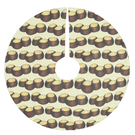 オハイオOHピーナッツバターバッキーバックアイナッツキャンディー ブラッシュドポリエステルツリースカート (正面)