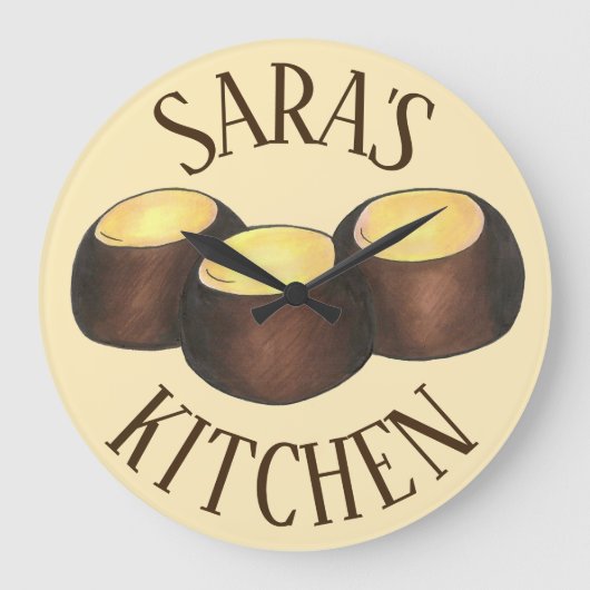 オハイオOHピーナッツバターバッキーバックアイナッツキャンディー ラージ壁時計 (正面)