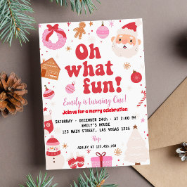 オハイクリスマスおもしろいファースト誕生日招待状 招待状