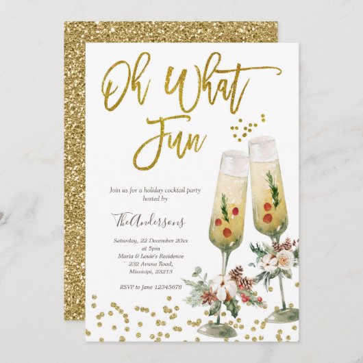 オハイクリスマスカクテルおもしろいパーティの招待状 招待状 (正面/裏面)