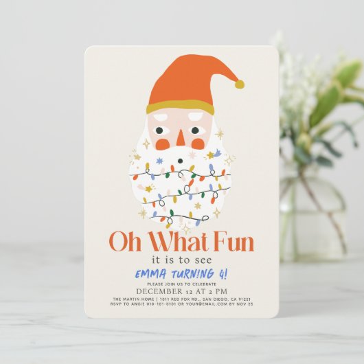 オハイクリスマスホリデーサンタ誕生日 招待状 (スタンド正面)