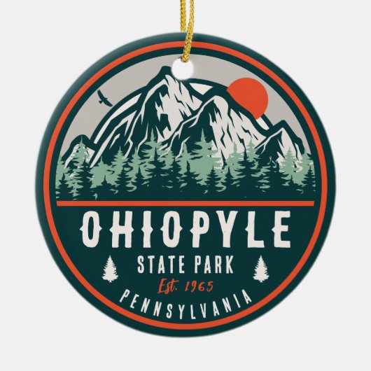 オハイピレ州パークペンシルバニアレトロサンセット セラミックオーナメント (正面)