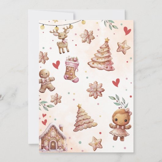 オハイピンクおもしろいクリスマスクッキー招待状 招待状 (裏面)