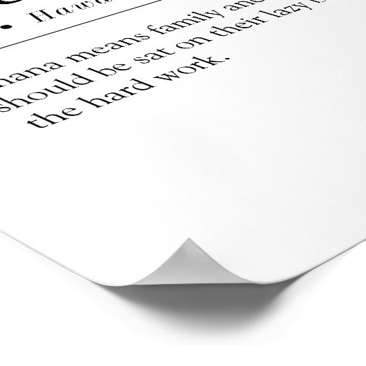 オハナおもしろいハワイ族の定義プリント ポスター (角)