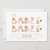オハベイビーイエロー ツインベイビーシャワーの招待状 招待状 (正面)