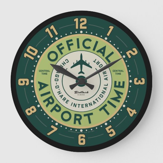 オハレエアポートレトロクロック ラージ壁時計 (正面)