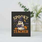 オバケの先生のハロウィン お化け 読書 シーズンポストカード (スタンド正面)
