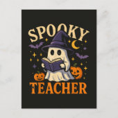 オバケの先生のハロウィン お化け 読書 シーズンポストカード (正面)